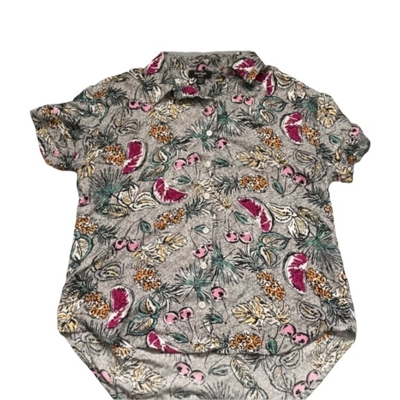 𝅺LORD & Taylor Francie graphic tropical Hawaiian print button down top - Picture 3 of 7